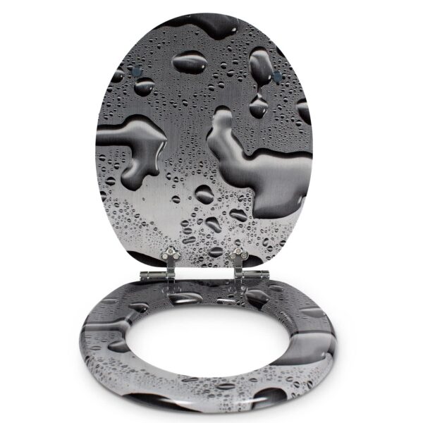 WC Sitz mit Absenkautomatik – hochwertige Toilettendeckel aus Holz – “Grey Splash” – Bild 3