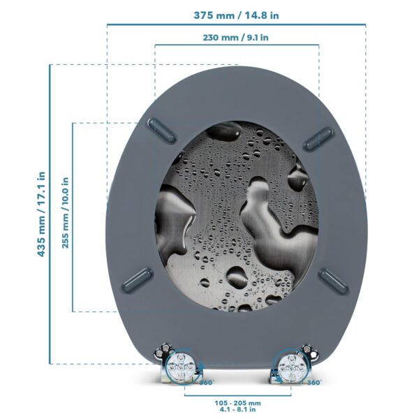 WC Sitz mit Absenkautomatik – hochwertige Toilettendeckel aus Holz – “Grey Splash” – Bild 4